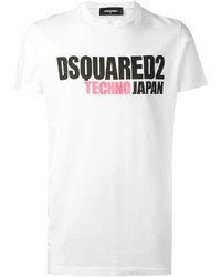 T-shirt à col rond imprimé blanc et noir DSQUARED2