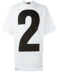 T-shirt à col rond imprimé blanc et noir DSQUARED2