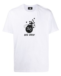 T-shirt à col rond imprimé blanc et noir DUOltd