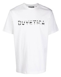 T-shirt à col rond imprimé blanc et noir Duvetica