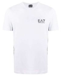 T-shirt à col rond imprimé blanc et noir Ea7 Emporio Armani