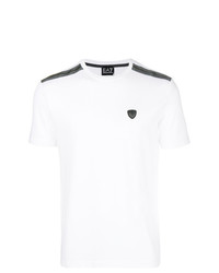 T-shirt à col rond imprimé blanc et noir Ea7 Emporio Armani