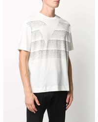 T-shirt à col rond imprimé blanc et noir Emporio Armani