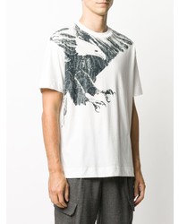 T-shirt à col rond imprimé blanc et noir Emporio Armani