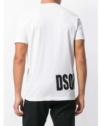 T-shirt à col rond imprimé blanc et noir DSQUARED2