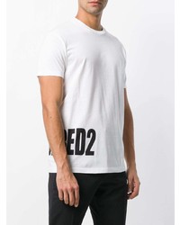 T-shirt à col rond imprimé blanc et noir DSQUARED2