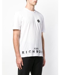 T-shirt à col rond imprimé blanc et noir John Richmond