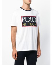 T-shirt à col rond imprimé blanc et noir Polo Ralph Lauren