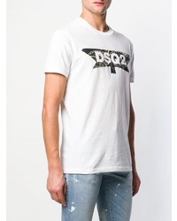 T-shirt à col rond imprimé blanc et noir DSQUARED2