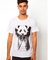 T-shirt à col rond imprimé blanc et noir Eleven Paris