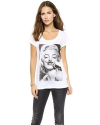 T-shirt à col rond imprimé blanc et noir Eleven Paris