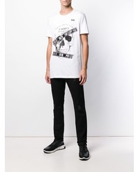 T-shirt à col rond imprimé blanc et noir Philipp Plein