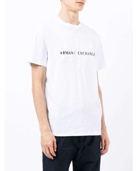 T-shirt à col rond imprimé blanc et noir Armani Exchange