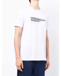 T-shirt à col rond imprimé blanc et noir Armani Exchange