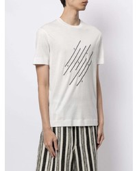 T-shirt à col rond imprimé blanc et noir Emporio Armani