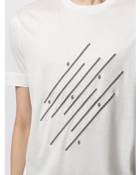 T-shirt à col rond imprimé blanc et noir Emporio Armani