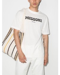 T-shirt à col rond imprimé blanc et noir Missoni