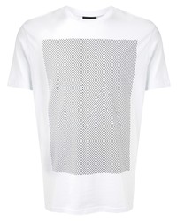 T-shirt à col rond imprimé blanc et noir Emporio Armani