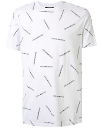 T-shirt à col rond imprimé blanc et noir Emporio Armani