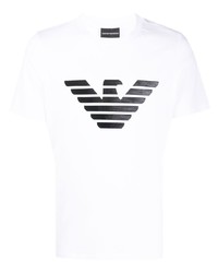 T-shirt à col rond imprimé blanc et noir Emporio Armani