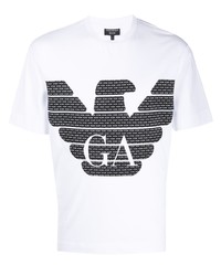 T-shirt à col rond imprimé blanc et noir Emporio Armani