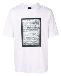 T-shirt à col rond imprimé blanc et noir Emporio Armani