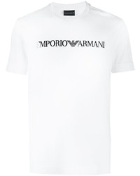 T-shirt à col rond imprimé blanc et noir Emporio Armani