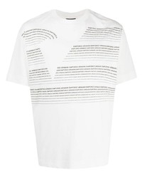 T-shirt à col rond imprimé blanc et noir Emporio Armani