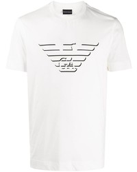 T-shirt à col rond imprimé blanc et noir Emporio Armani