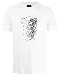 T-shirt à col rond imprimé blanc et noir Emporio Armani