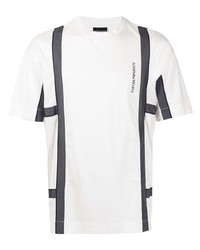 T-shirt à col rond imprimé blanc et noir Emporio Armani