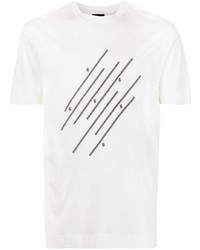 T-shirt à col rond imprimé blanc et noir Emporio Armani