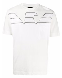 T-shirt à col rond imprimé blanc et noir Emporio Armani