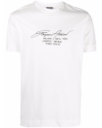 T-shirt à col rond imprimé blanc et noir Emporio Armani