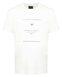 T-shirt à col rond imprimé blanc et noir Emporio Armani