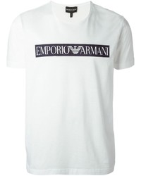 T-shirt à col rond imprimé blanc et noir Emporio Armani