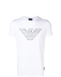 T-shirt à col rond imprimé blanc et noir Emporio Armani