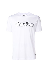 T-shirt à col rond imprimé blanc et noir Emporio Armani