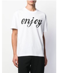 T-shirt à col rond imprimé blanc et noir McQ Alexander McQueen