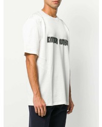 T-shirt à col rond imprimé blanc et noir Lanvin