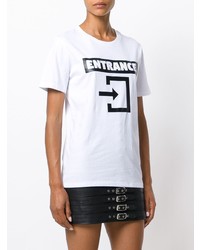 T-shirt à col rond imprimé blanc et noir Manokhi