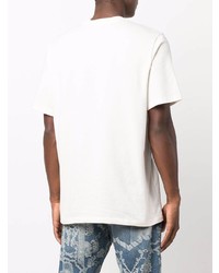 T-shirt à col rond imprimé blanc et noir MSGM