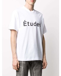 T-shirt à col rond imprimé blanc et noir Études