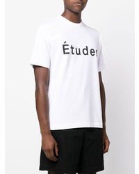 T-shirt à col rond imprimé blanc et noir Études