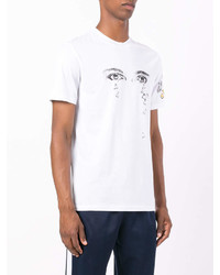 T-shirt à col rond imprimé blanc et noir Lanvin