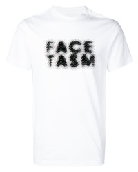 T-shirt à col rond imprimé blanc et noir Facetasm