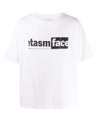 T-shirt à col rond imprimé blanc et noir Facetasm