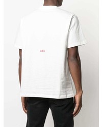 T-shirt à col rond imprimé blanc et noir 424