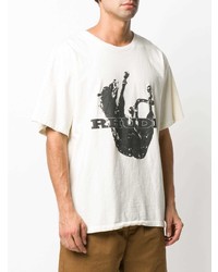 T-shirt à col rond imprimé blanc et noir Rhude