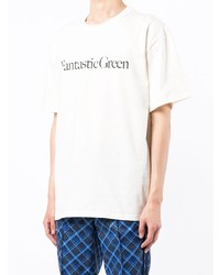 T-shirt à col rond imprimé blanc et noir MSGM